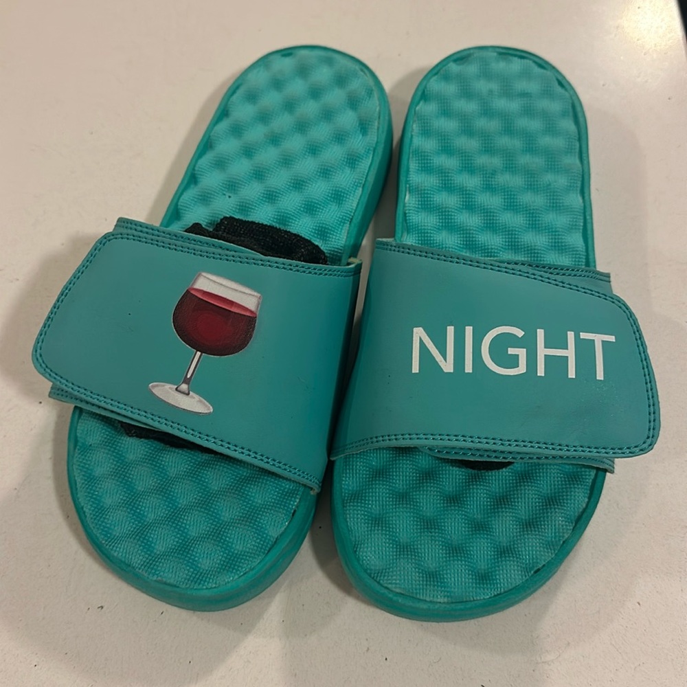 I Slide Sandals | The Mantra - Unique Wine Night Customized Size 7